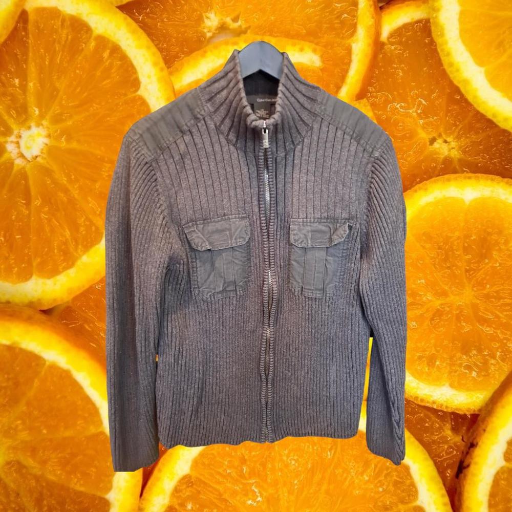 Calvin Klein Jeans Full Zip Sweater with Front Pockets Size Large